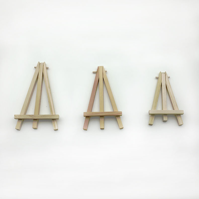 创意桌面手机架子画架 迷你展示画架木质竹签油画三角架 儿童画架细节图