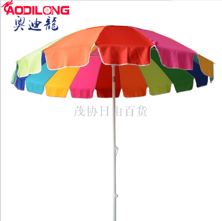 2.4m16K纤维骨锌转向涤纶布遮阳防晒豪华塑料配件开天窗沙滩伞白底实物图