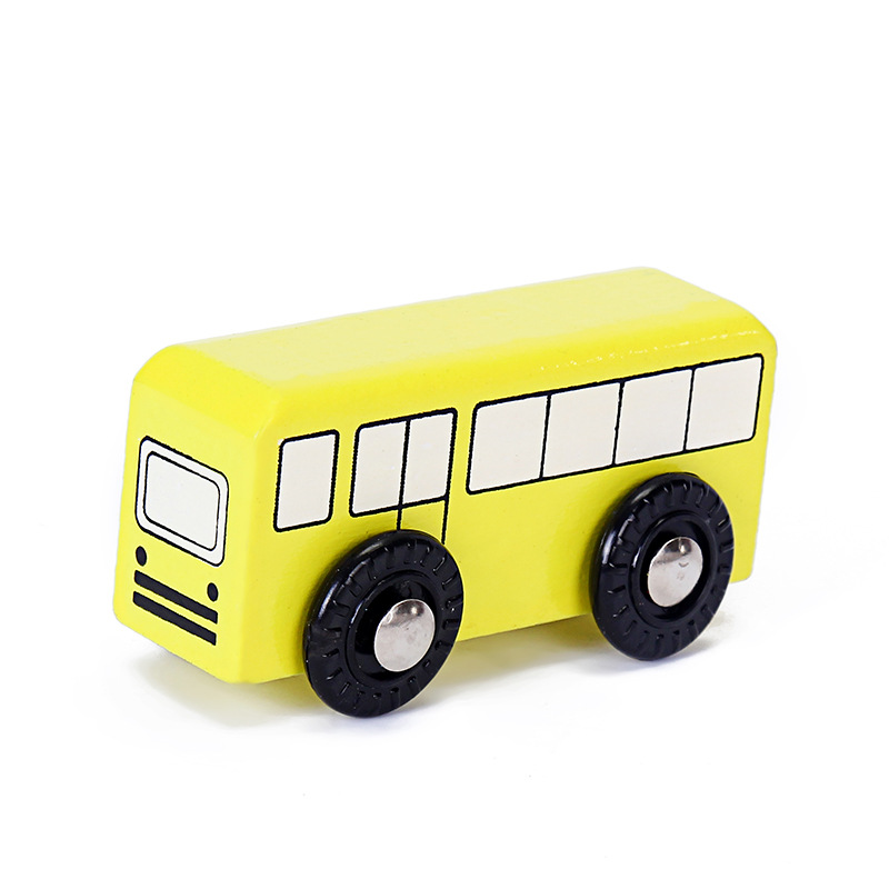 儿童木质仿真复古大巴士玩具车 环保彩绘无轨木制公交车玩具礼品详情图4