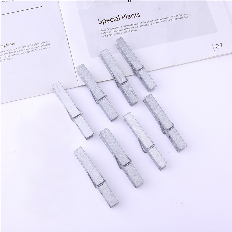 Gold and silver photo holder, monochrome lacquered wooden clip, hemp rope photo holder, 7.2cm bookmark, long-tail clip, sticky note holder