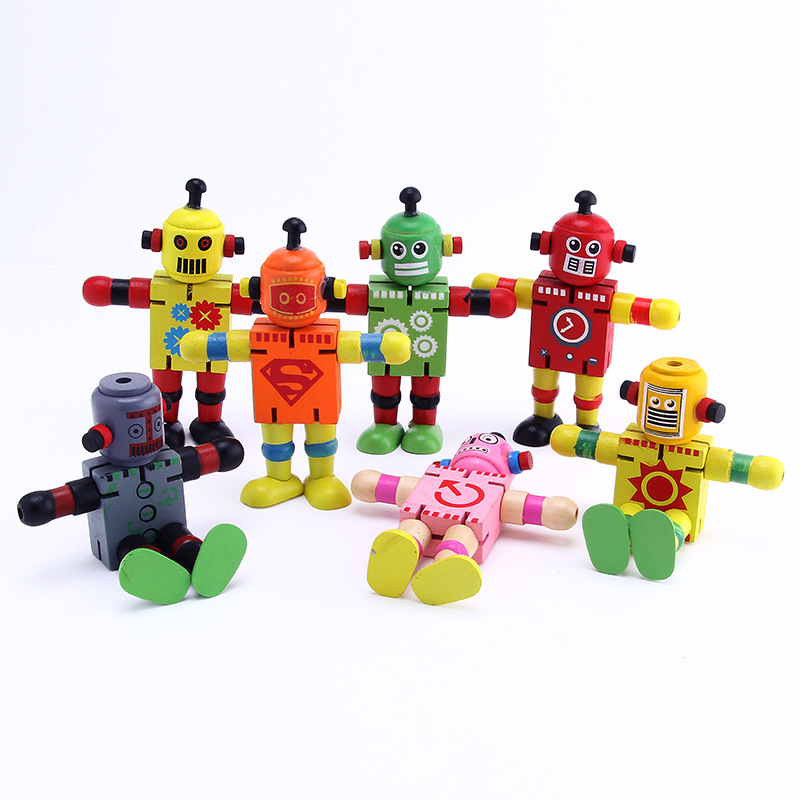 儿童益智手指开发脑力玩具小号木质变形金刚百变造型机器人玩具详情图2