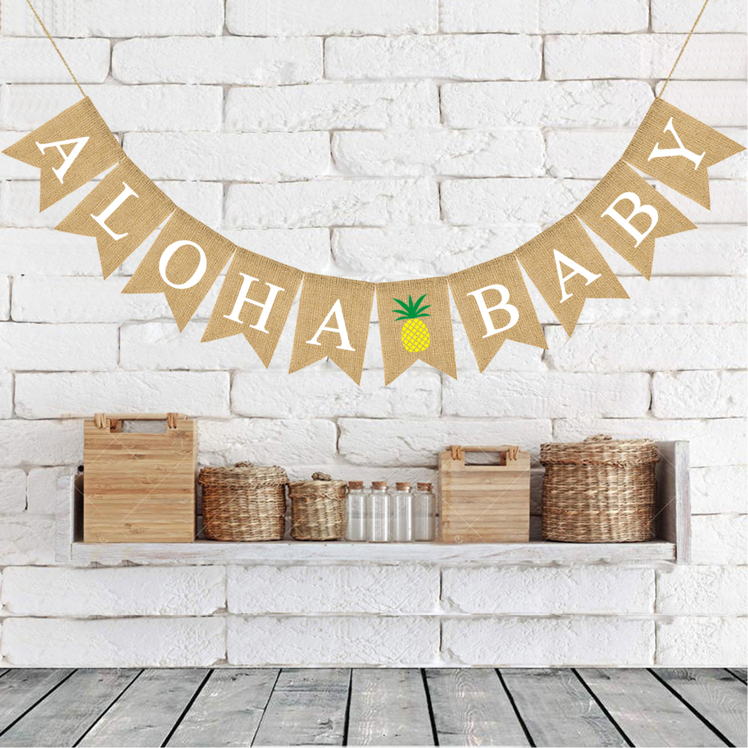 Factory Direct Sales Europe And The United States Baby's First Birthday Party Flag Aloha Baby Linen Dovetail Flag Specification drawing