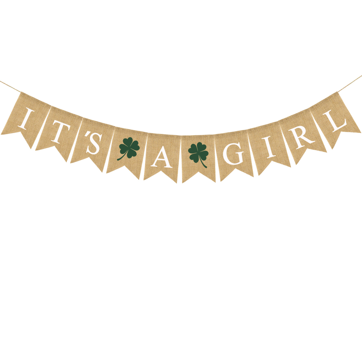 It's A Girl's Four-Leaf Clover Linen Dovetail Flag