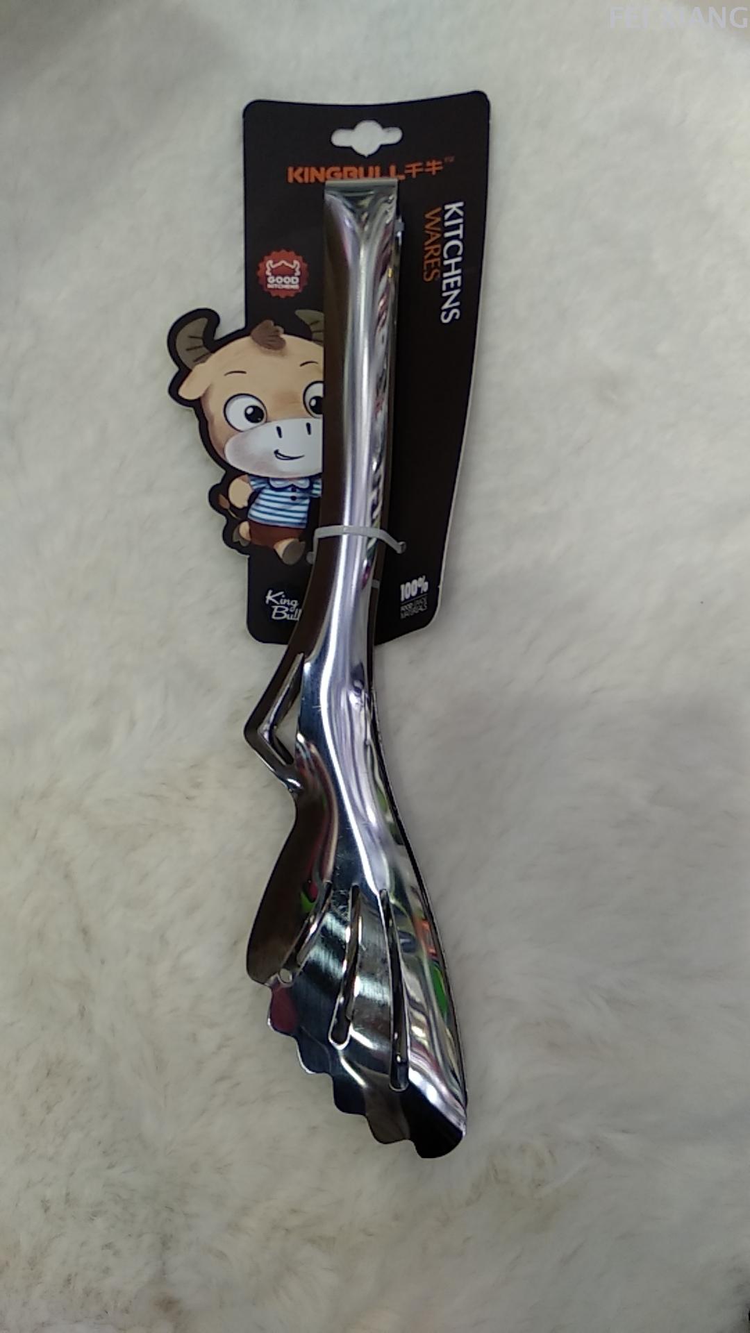 304不锈钢食物夹 面包夹 厨房多用夹 甜品夹 牛排烤肉夹白底实物图