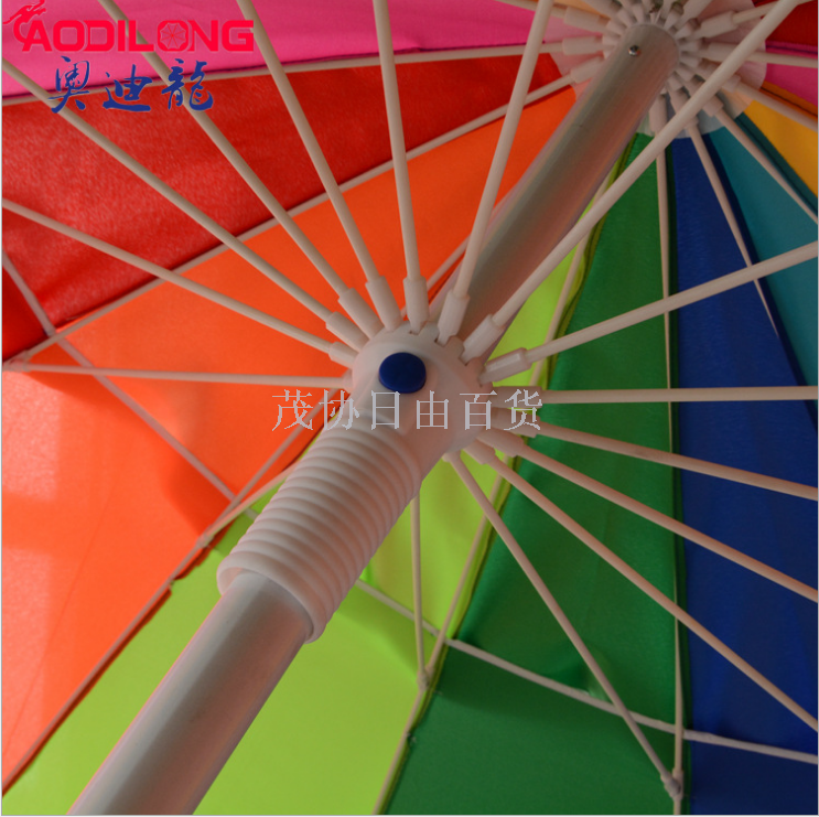 2.4m16K纤维骨锌转向涤纶布遮阳防晒豪华塑料配件开天窗沙滩伞细节图