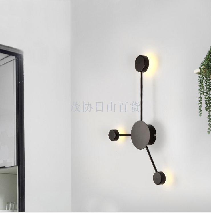 Postmodern Nordic minimalist bedside wall lamp, creative led corridor ironwork atmosphere wall lamp for living room and bedroom Application Scenario