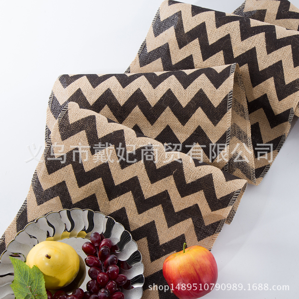 Home Direct Striped Linen Table Flag Wedding Decoration Lace Lace Tablecloth Wavy Linen details Picture