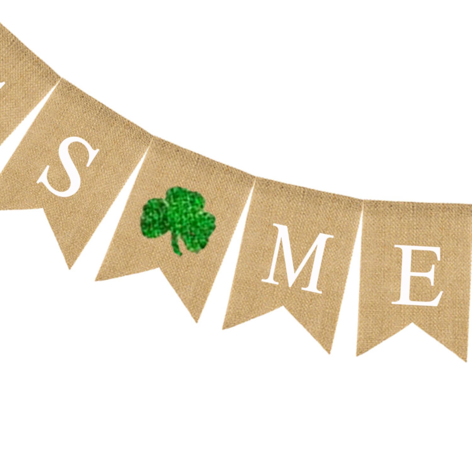 求婚 订婚情人节 婚庆派对装饰拉花KISS ME麻布燕尾拉旗白底实物图