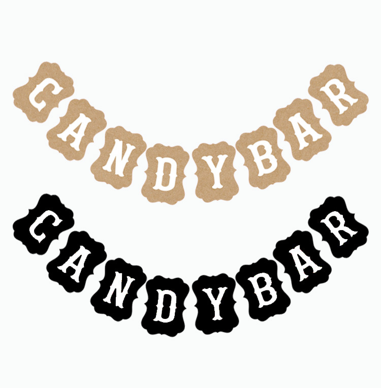 厂家直销可订制字母拉旗 创意生日派对 牛皮纸拉花candy bar彩旗