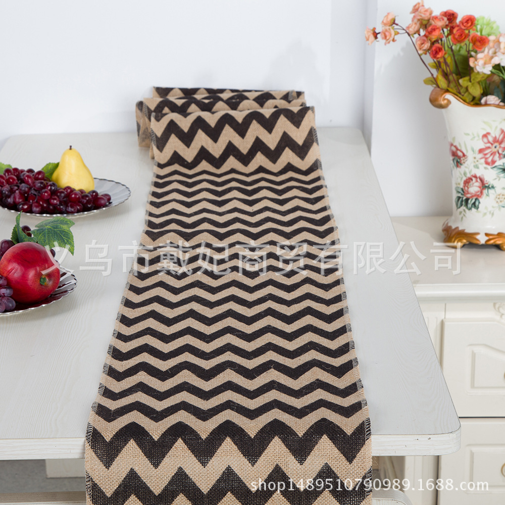 Home Direct Striped Linen Table Flag Wedding Decoration Lace Lace Tablecloth Wavy Linen Item Picture