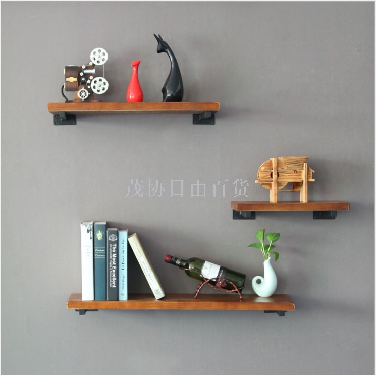 Shelf shelf wall hanging wall decoration shelf solid wood clapboard kitchen living room storage shelf word shelf shelf wall bookshelf