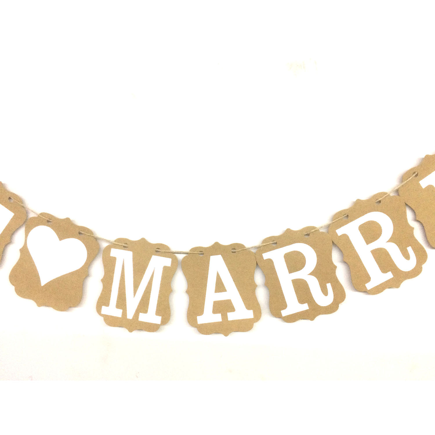 厂家直销婚礼派对装饰横幅 拉花 JUST MARRIED牛皮纸拉旗细节图