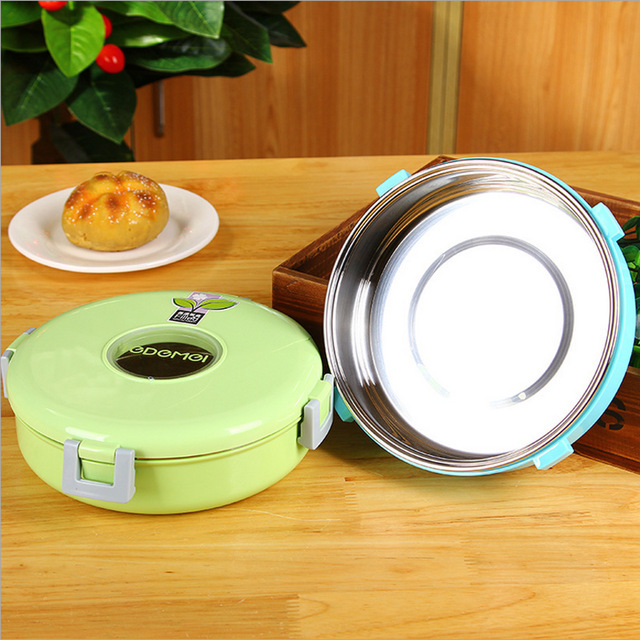 Creative student round 1-layer insulated Japanese lunch box and bento box, microwave heated 304 stainless steel Korean version with lid Specification image
