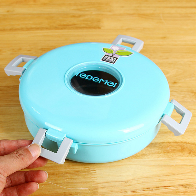 Creative student round 1-layer insulated Japanese lunch box and bento box, microwave heated 304 stainless steel Korean version with lid Application Scenario