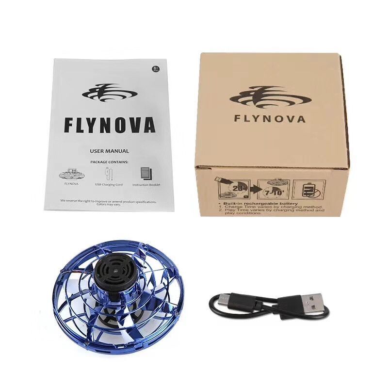 跨境新品Flynova回旋创意解压飞行器感应玩具指尖飞行陀螺白底实物图