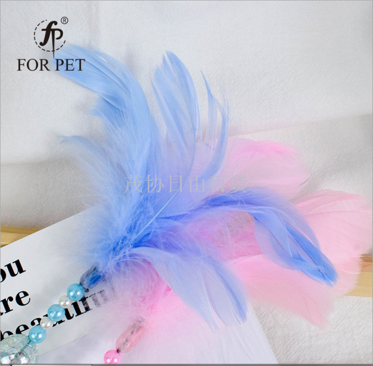 2019 new fairy cat toy cat toy beads string feather with bell long pole cat toy cat