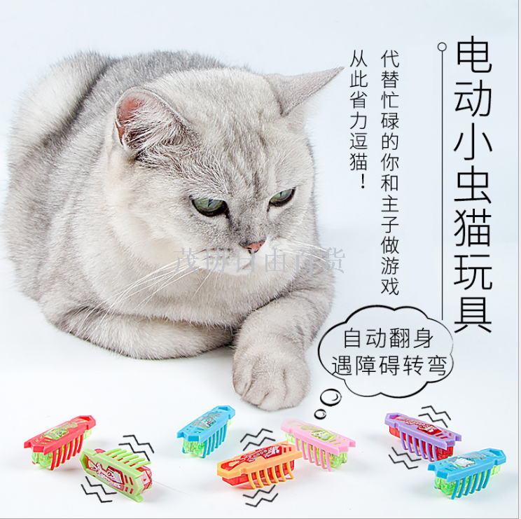 Electric teasing cat toy Beetle Toothbrush worm cat cute electric mouse electronic with light automatic turn over nanomites