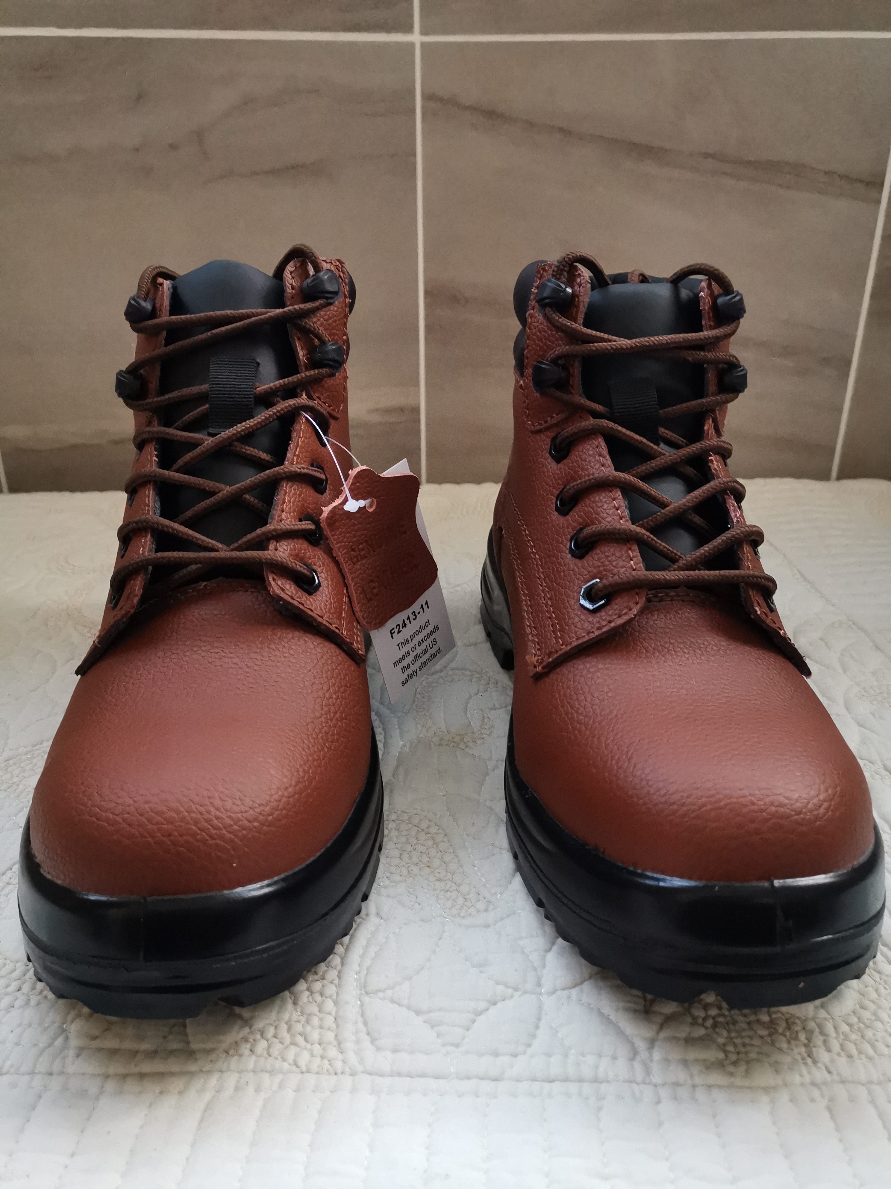 外贸牛皮中帮劳保鞋钢头鞋真皮防砸安全鞋防护工作鞋绝缘鞋