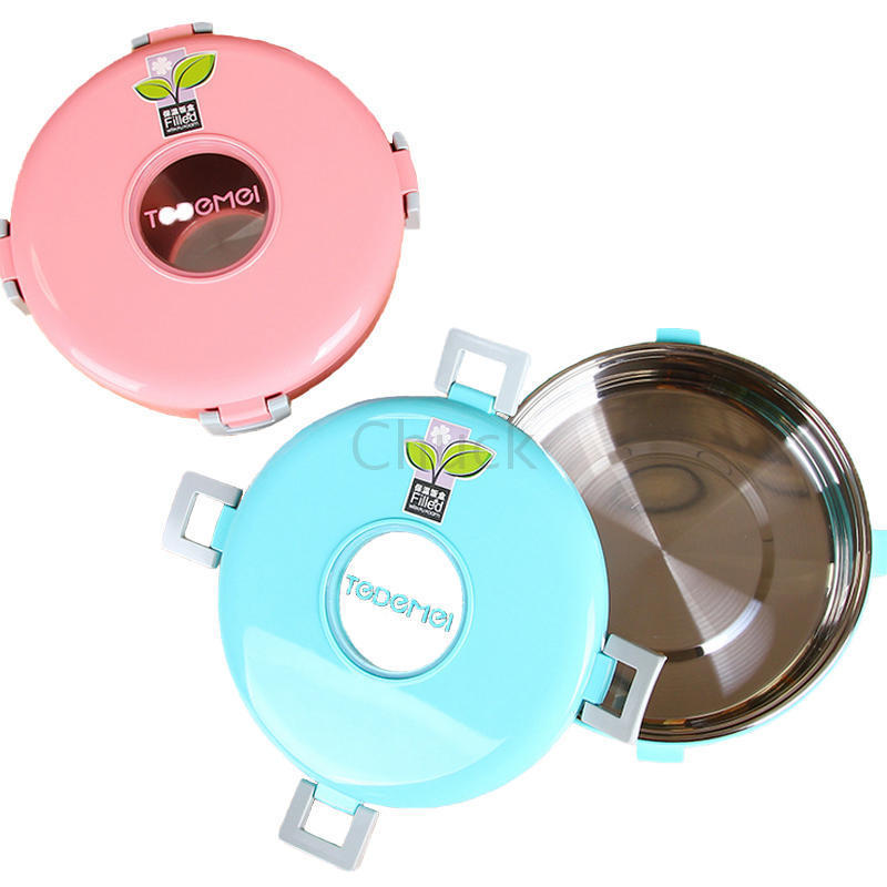 Creative student round 1-layer insulated Japanese lunch box and bento box, microwave heated 304 stainless steel Korean version with lid Item Picture