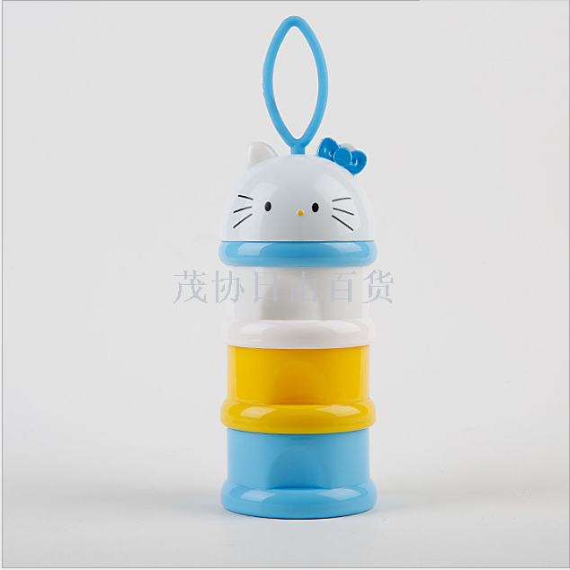 Cartoon infant formula milk powder box, portable milk powder compartment storage box, large-capacity three-layer portioning box, independent opening details Picture