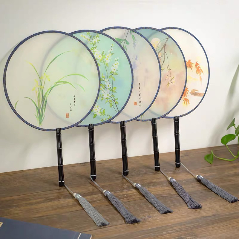 Translucent Dance Fan Female Silk Chinese Style Group Fan Retro Style Dance Fan Female Hanfu Fan Classical Palace Fan