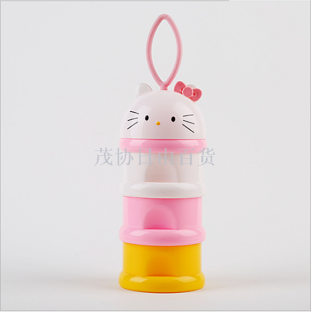 Cartoon infant formula milk powder box, portable milk powder compartment storage box, large-capacity three-layer portioning box, independent opening Specification image