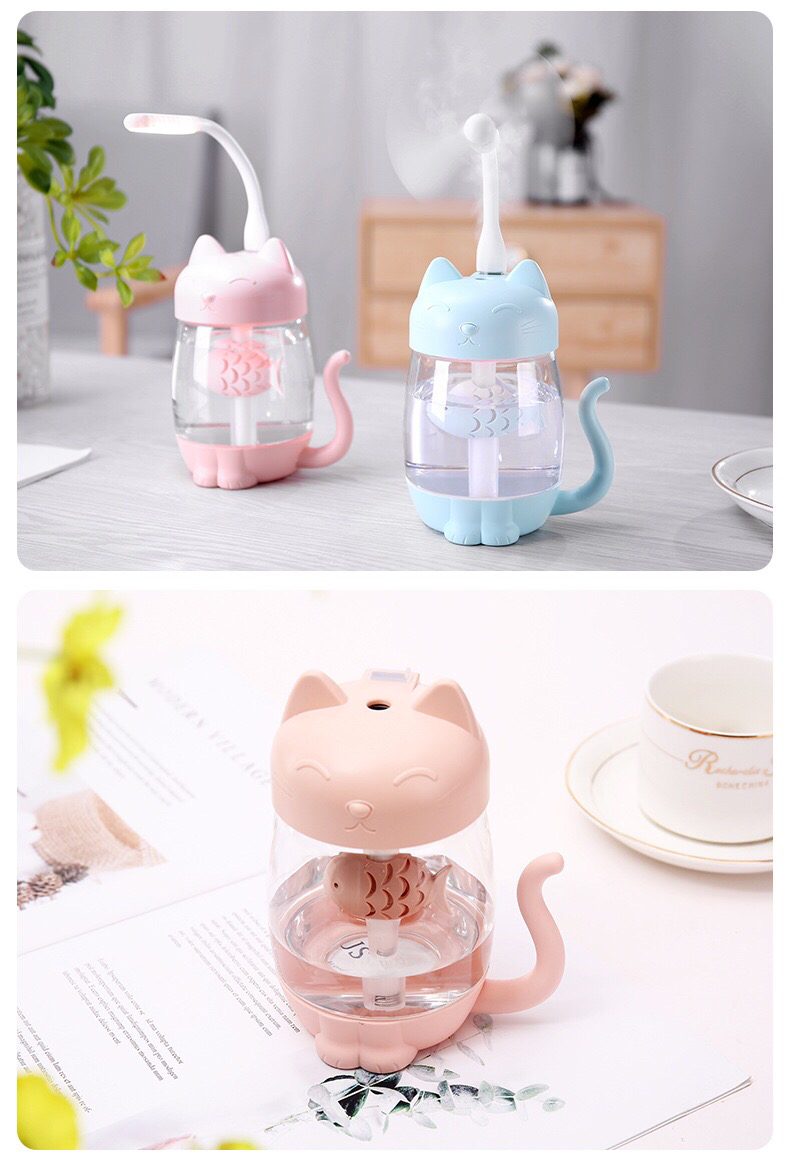 义乌好货 猫咪加湿器 加湿器七彩灯加湿器风扇加湿器两用产品图