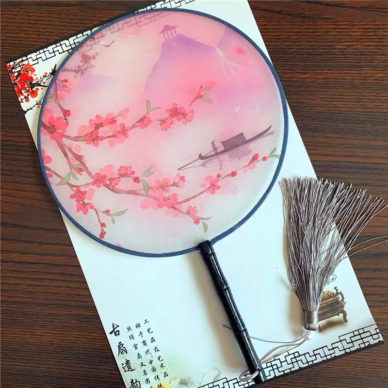 Translucent Dance Fan Female Silk Chinese Style Group Fan Retro Style Dance Fan Female Hanfu Fan Classical Palace Fan Specification drawing