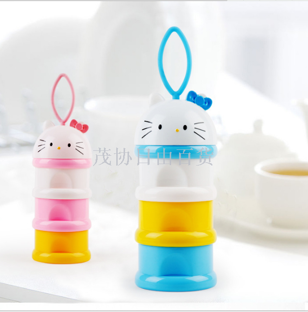 Cartoon infant formula milk powder box, portable milk powder compartment storage box, large-capacity three-layer portioning box, independent opening Application Scenario