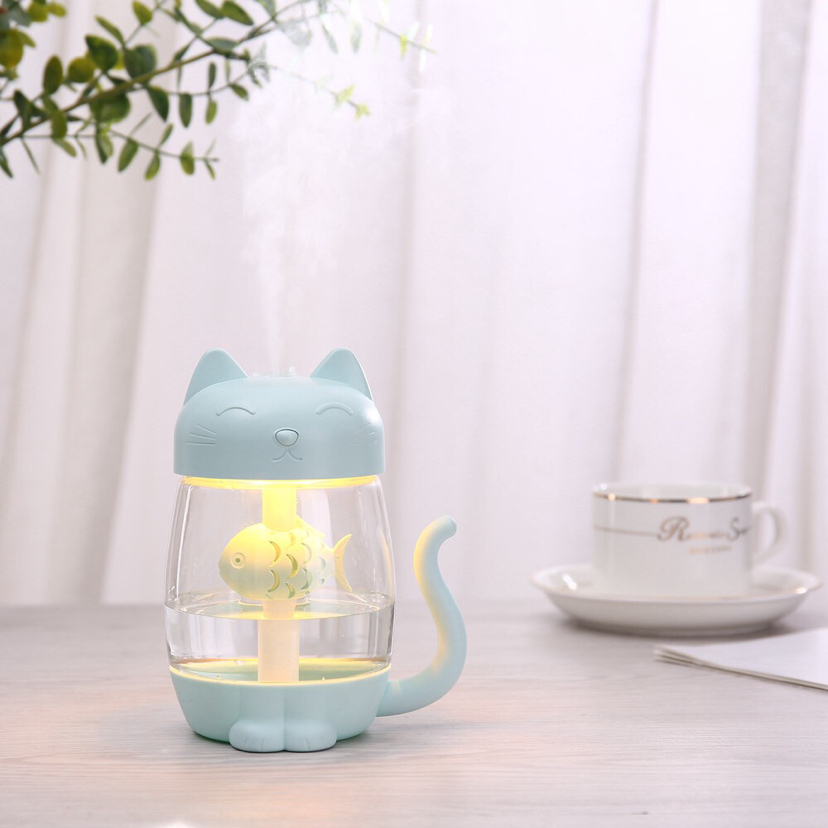 义乌好货 猫咪加湿器 加湿器七彩灯加湿器风扇加湿器两用细节图