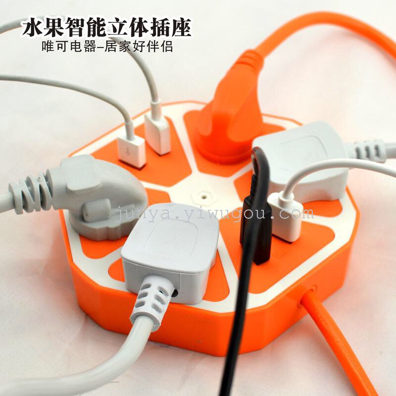 柠檬排插插座 插线板 USB智能排插 创意接线板 家用细节图