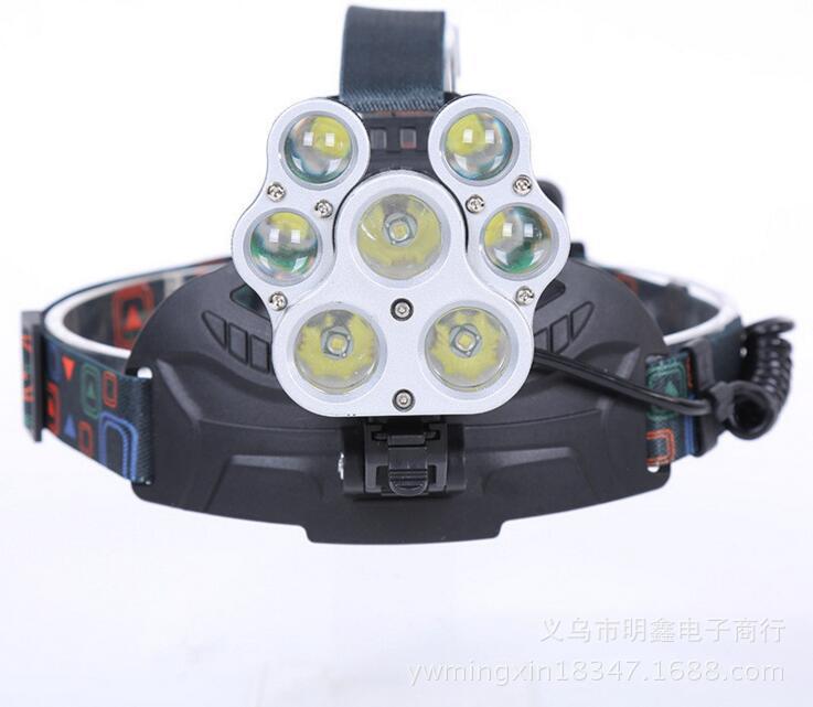 明鑫电筒 MX-W627-T6 变形款7灯多功能大功率户外专用头灯厂家直细节图