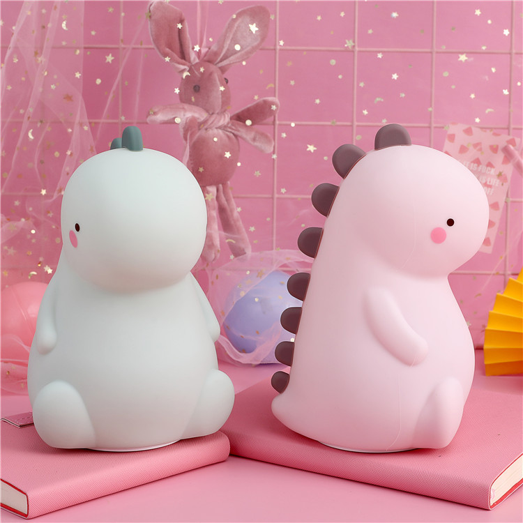 Silicone creative dinosaur night light, sleeping light, girls' dormitory bedside lamp, usb charging, cute cat gift