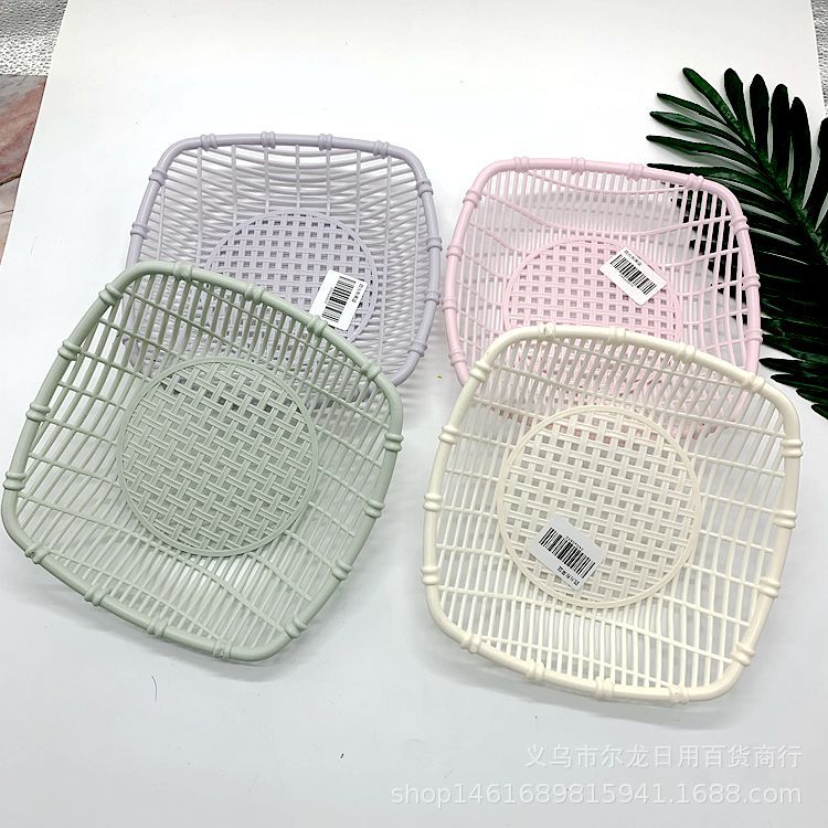 塑料置物篮仿柳编收纳篮收纳筐 家居水果收纳果篮 两元店热卖货源产品图