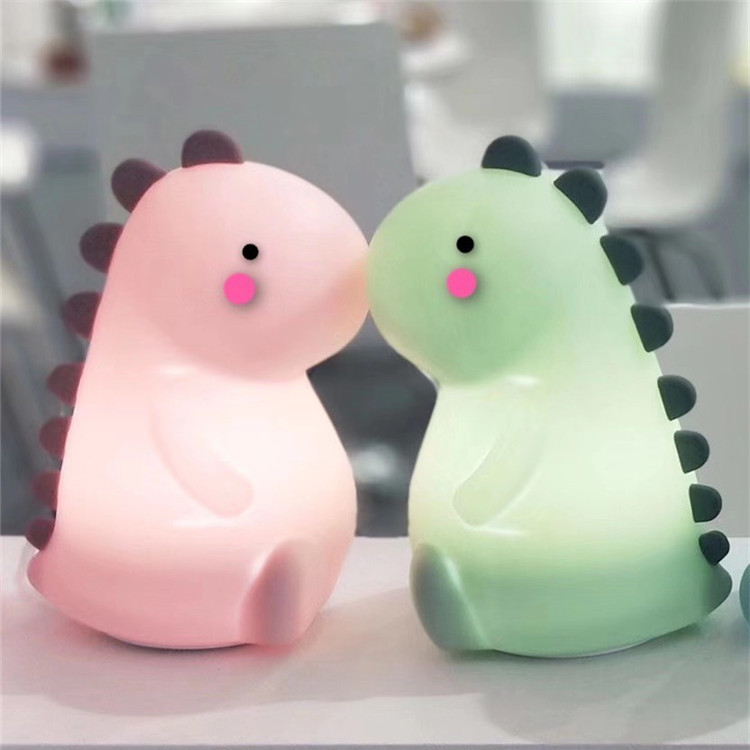 Silicone creative dinosaur night light, sleeping light, girls' dormitory bedside lamp, usb charging, cute cat gift Item Picture