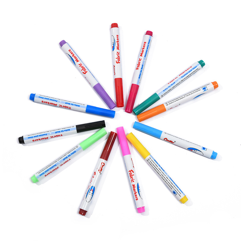 厂家定制textile marker织物笔DIY不可水洗T恤涂鸦织物笔白底实物图