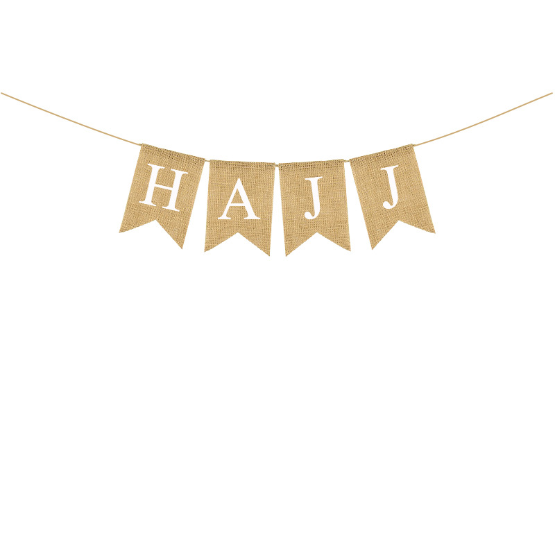 Muslim Decoration For Ramadan Pulling Flag For Eid Al-Fitr Hajj Mubarak Linen Dovetail Flag Specification drawing