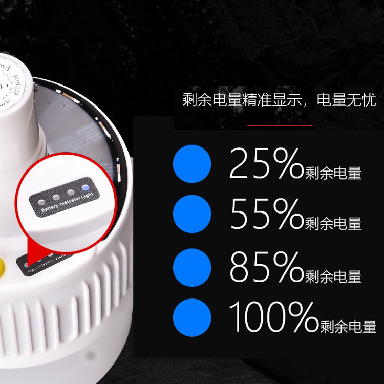 LED solar emergency bulb 40W power outage outdoor emergency light stall light 5 gear adjustment with charging plug Specification drawing