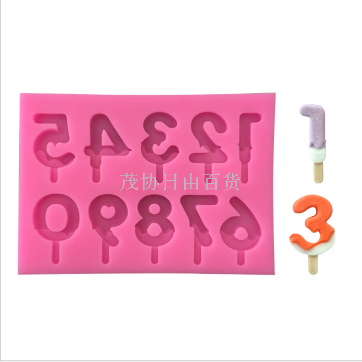 Numbers 0 to 9 Popsicle ice cream fondant Cake mold Cake fondant tools Baking DIY utensils Kitchen tools