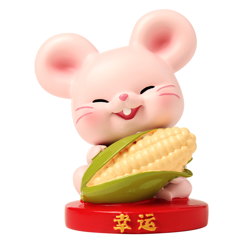 Factory wholesale rat car accessories, Rat Year mascot, creative car interior, girls' gifts, car ornaments Item Picture