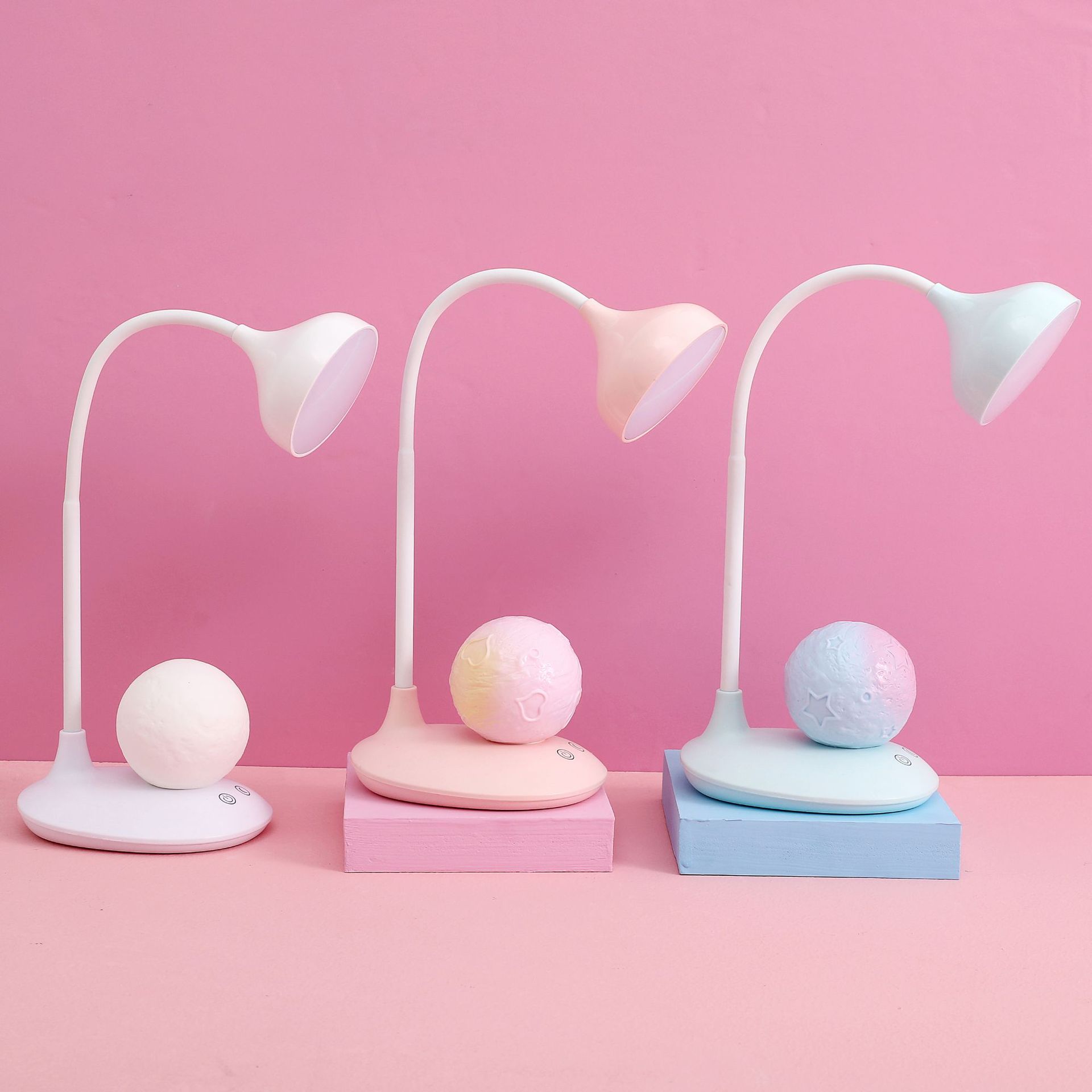 Cute candy-colored female student study desk lamp, portable USB charging desktop reading LED night light for dormitory