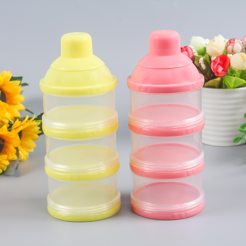 便携式粉格 三层透明奶粉盒 三层带隔层奶粉格 零食盒