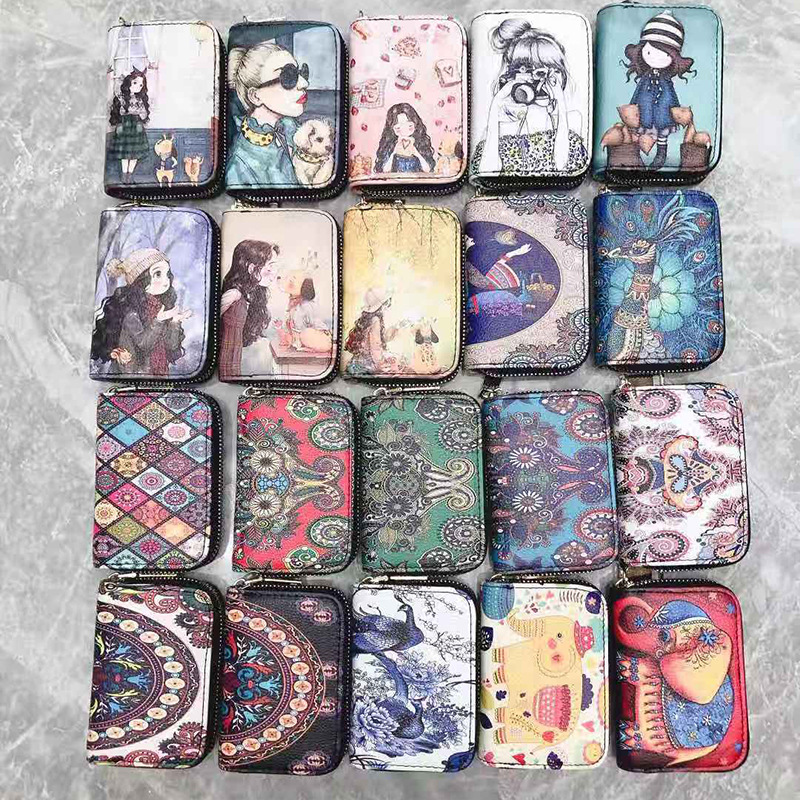 2021 new ethnic style retro organ card bag color printed single pull bag lady bag mini card small change Application Scenario