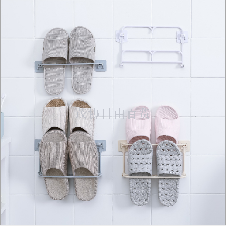 Collapsible bathroom slipper rack wall - mounted non - punch toilet slipper shoe rack - mounted dormitory storage equipment