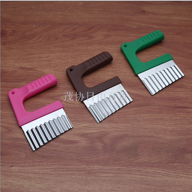 多功能狼牙土豆切 手柄不锈钢切薯条波纹刀 土豆切条器波浪刀现货