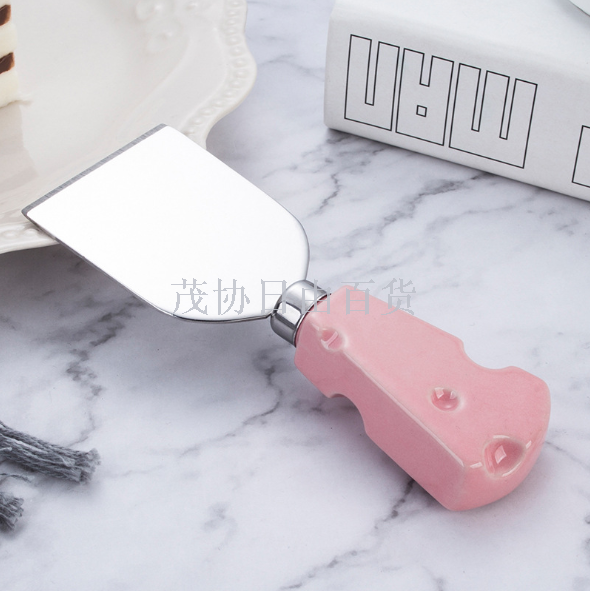 Ceramic handle set, stainless steel cheese knife, cheese sleeve knife, kitchen knife, cream knife, pizza knife, baking tools Specification image