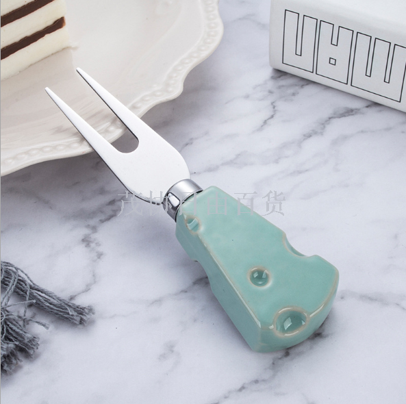 Ceramic handle set, stainless steel cheese knife, cheese sleeve knife, kitchen knife, cream knife, pizza knife, baking tools details Picture