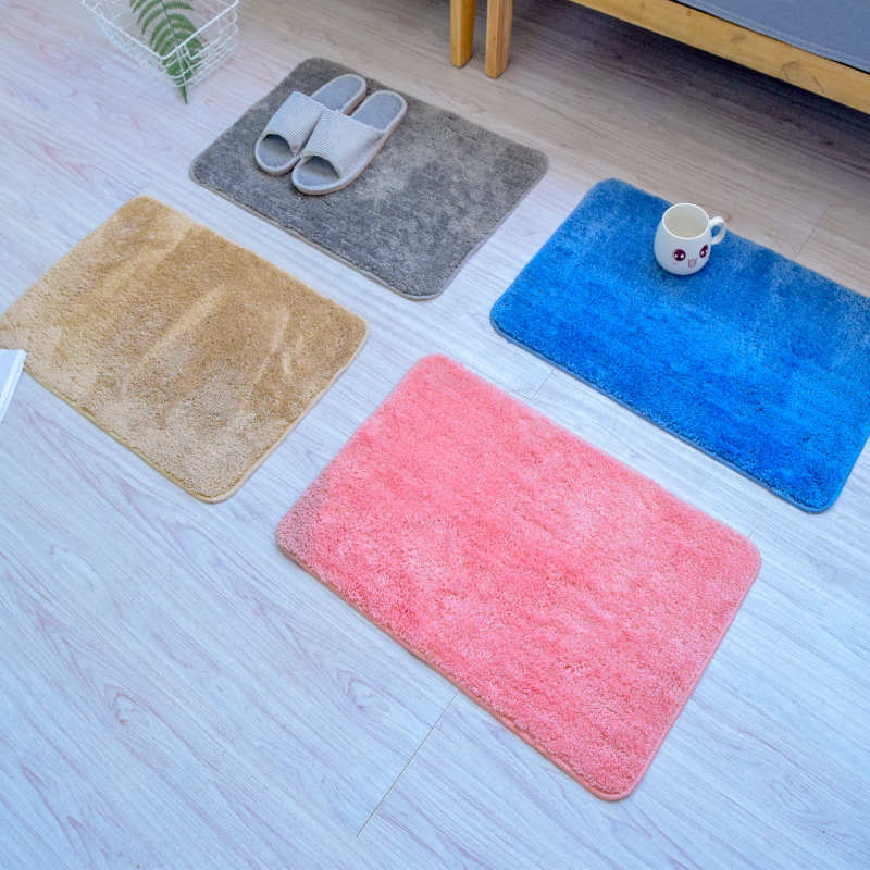 T厂家直销 简约防滑地垫 绒面地毯家用浴室吸水防滑脚垫批发