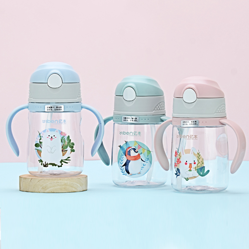 400ML billion Colorful children's water bottle handle plastic cup to carry the cup