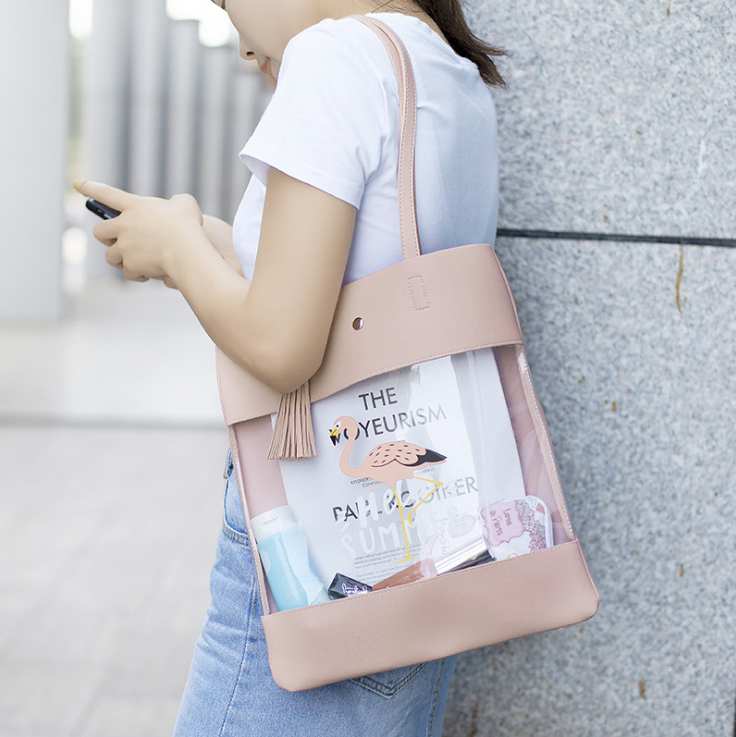 单肩包女式包小清新包包旅行包透明手拎包购物包手提包